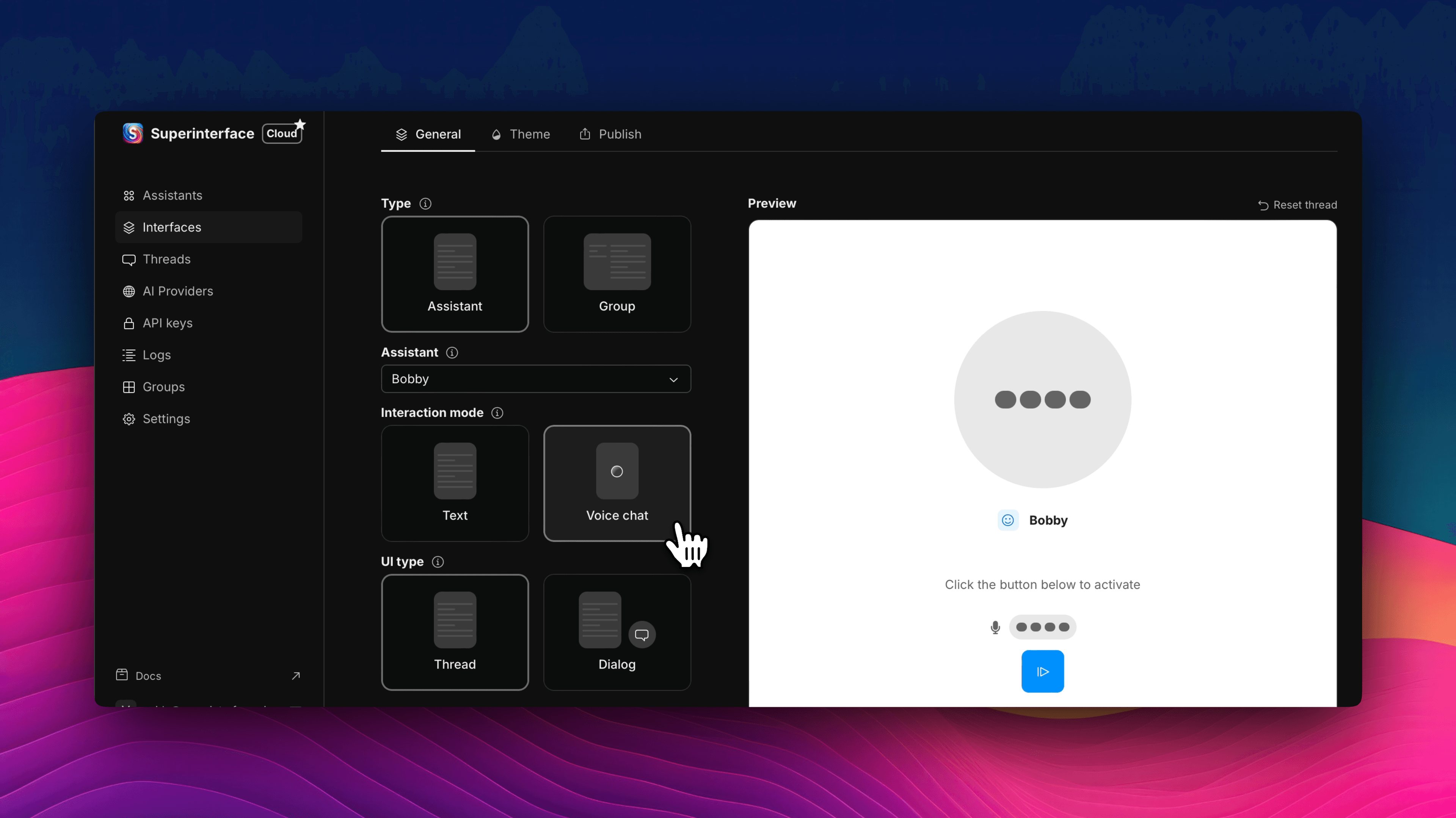 Configure chat options.